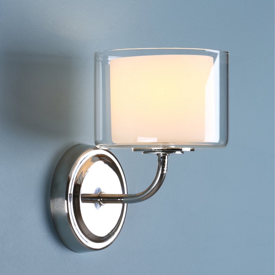 Laura Ashley Lighting Laura Ashley - Southwell Wall Light Polished Nickel Glass Shade