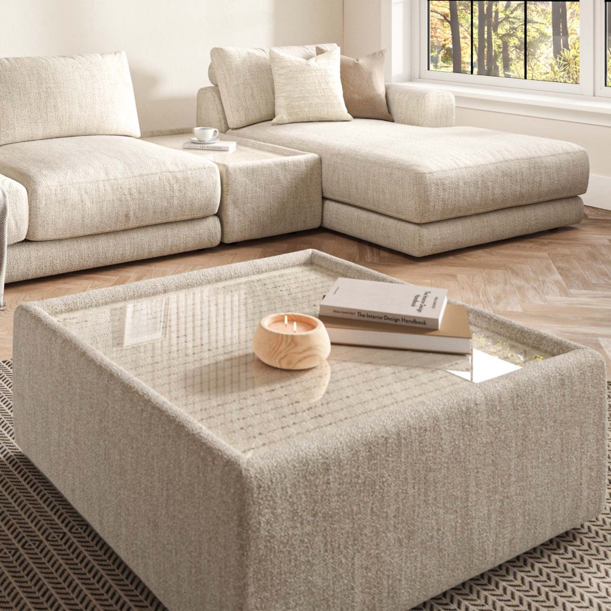Whitemeadow Upholstery Tibet - Square Glass Top Table