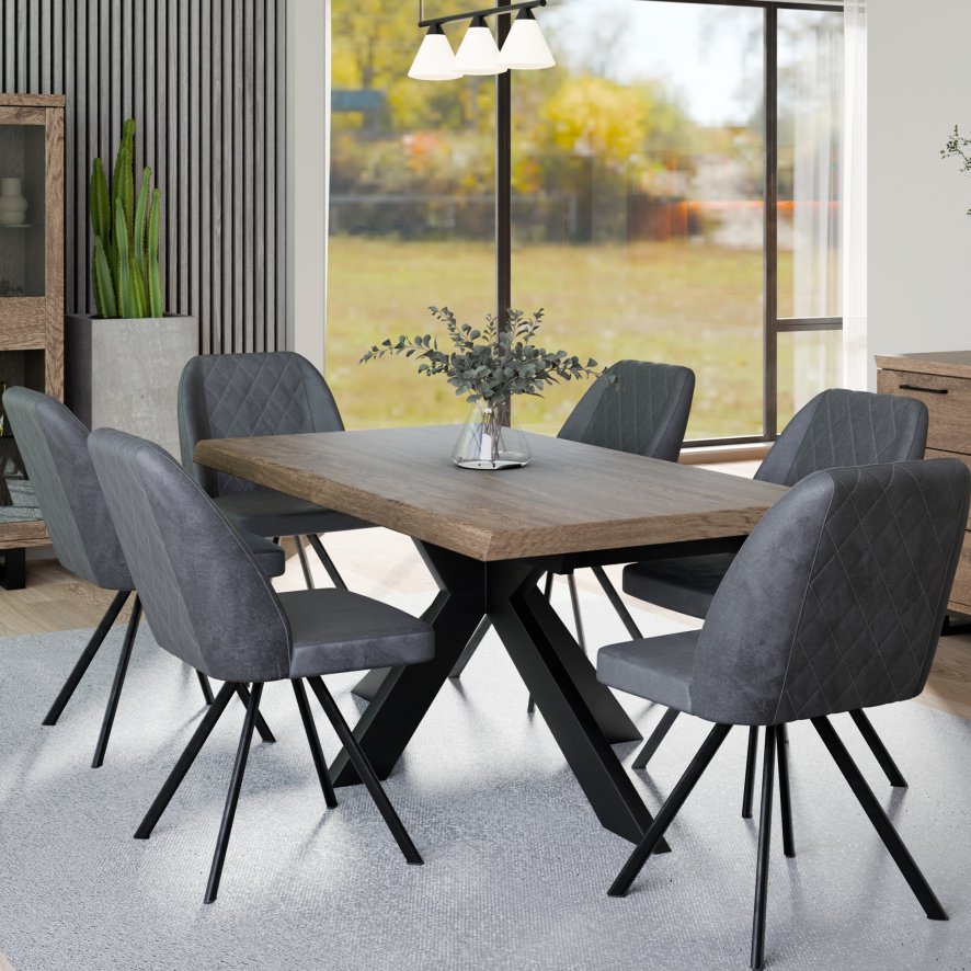 Classic Furniture Texas - Dining Table with Metal Star Base (180cm)