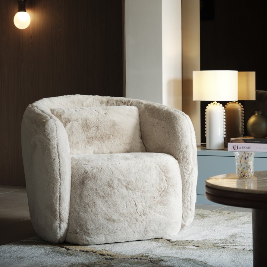 Primavera Funiture Flo - Faux Fur Accent Chair (Swivel)