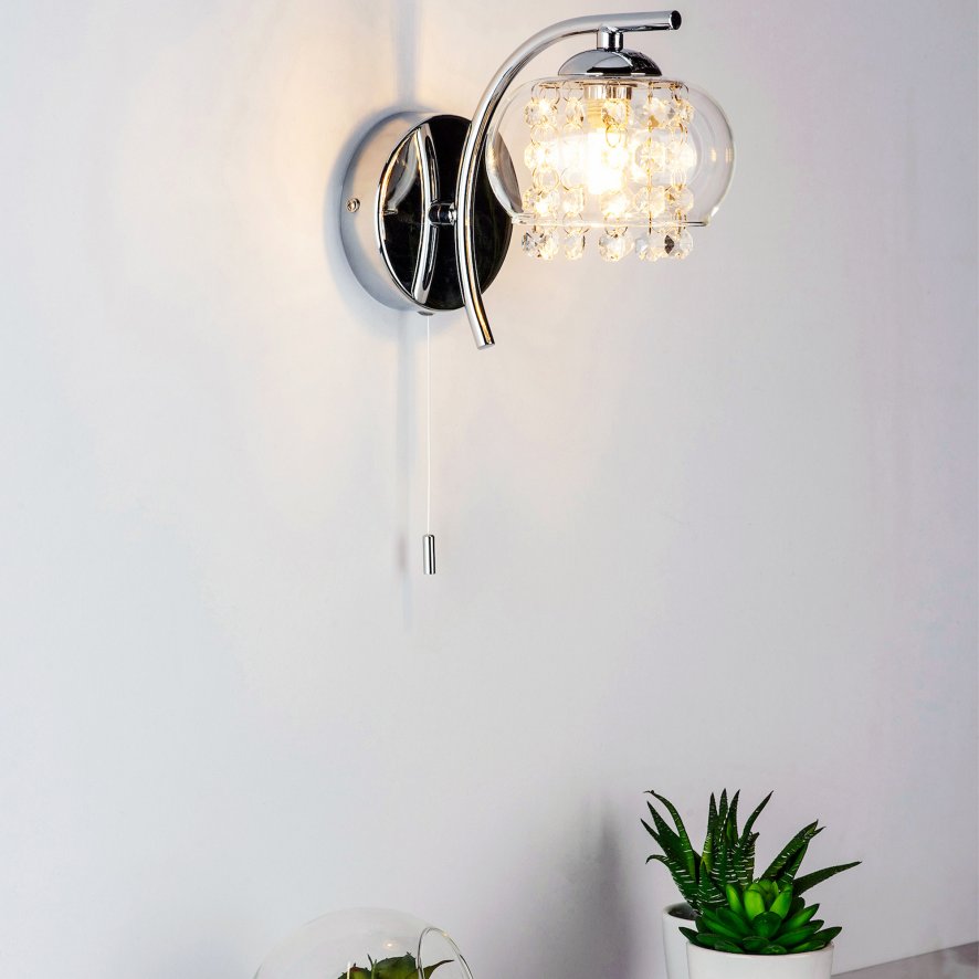 Dar Lighting Dar - Elma Wall Light Polished Chrome Glass