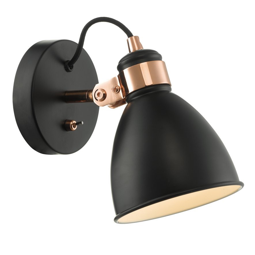 Dar Lighting Dar - Frederick Single Wall Spotlight Black Copper