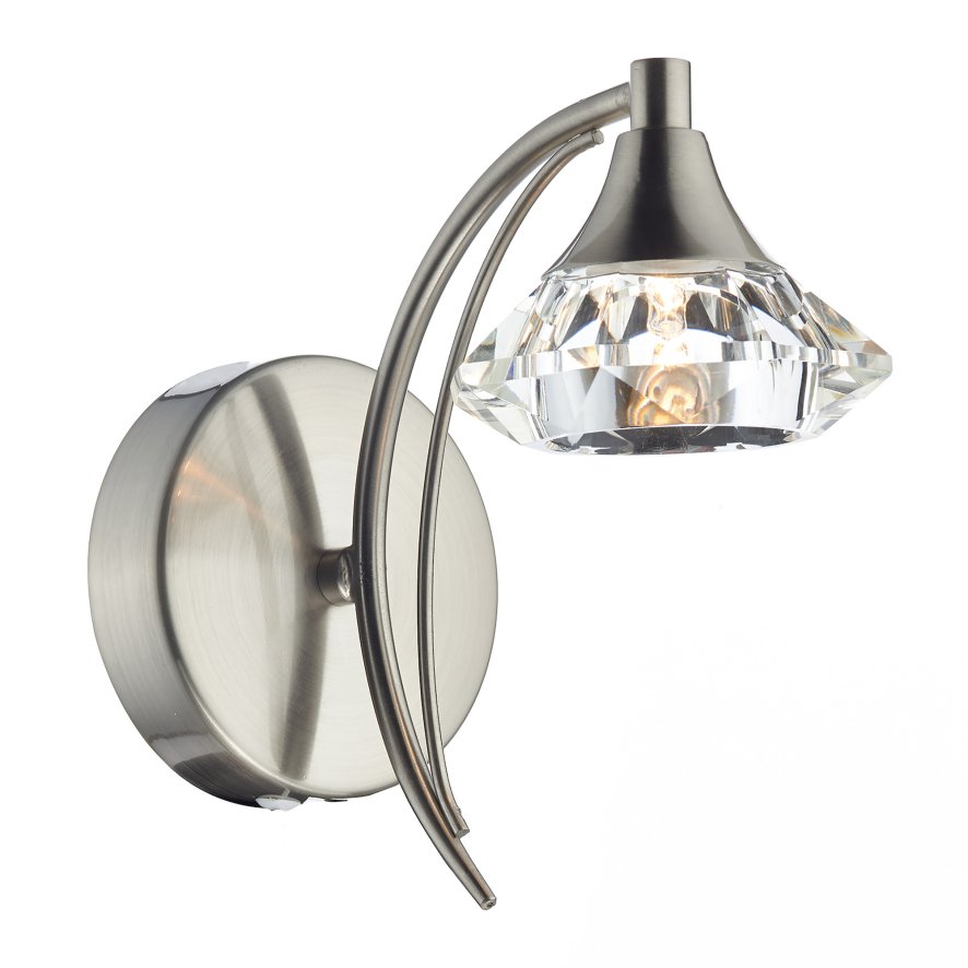 Dar Lighting Dar - Luther Wall Light Satin Chrome Crystal