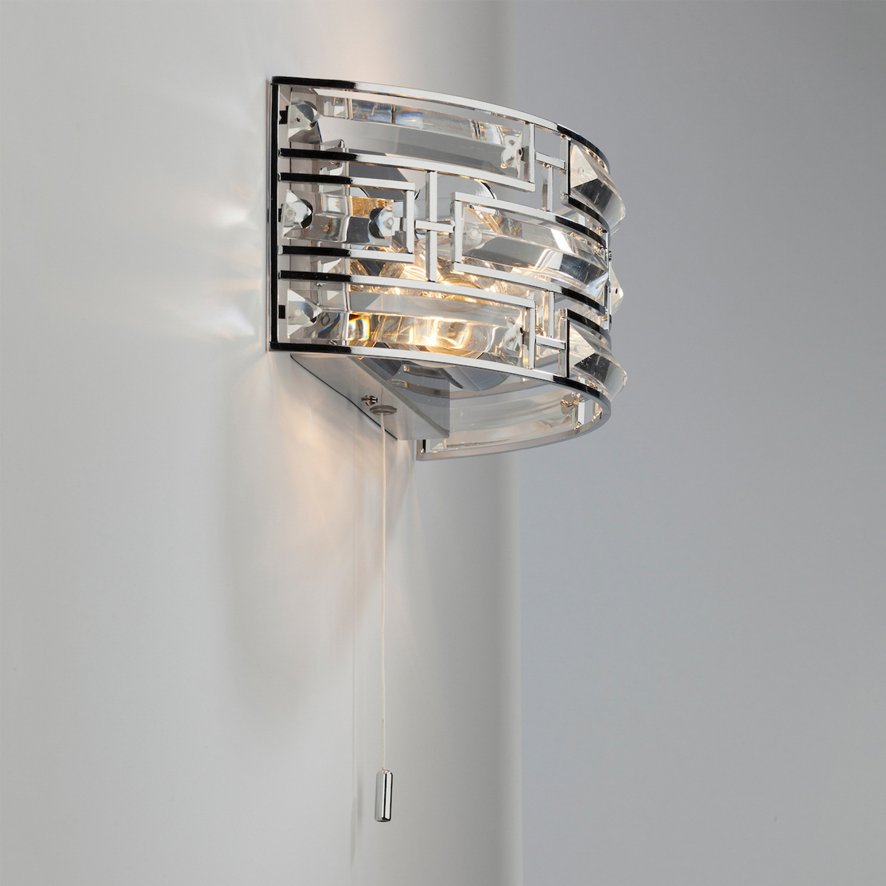 Dar Lighting Dar - Seville 2 Light Wall Light Crystal Polished Chrome