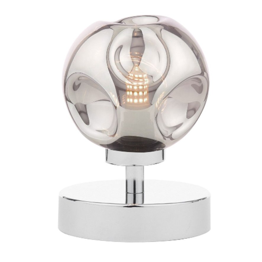 Dar Lighting Esben - Touch Table Lamp (Polished Chrome With Smoked Glass)