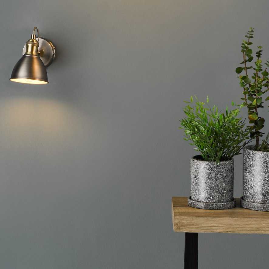 Dar Lighting Dar - Governor Single Wall Spotlight Antique Chrome Brass