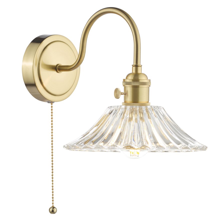 Dar Lighting Dar - Hadano Wall Light Brass With Clear Flared Glass Shade