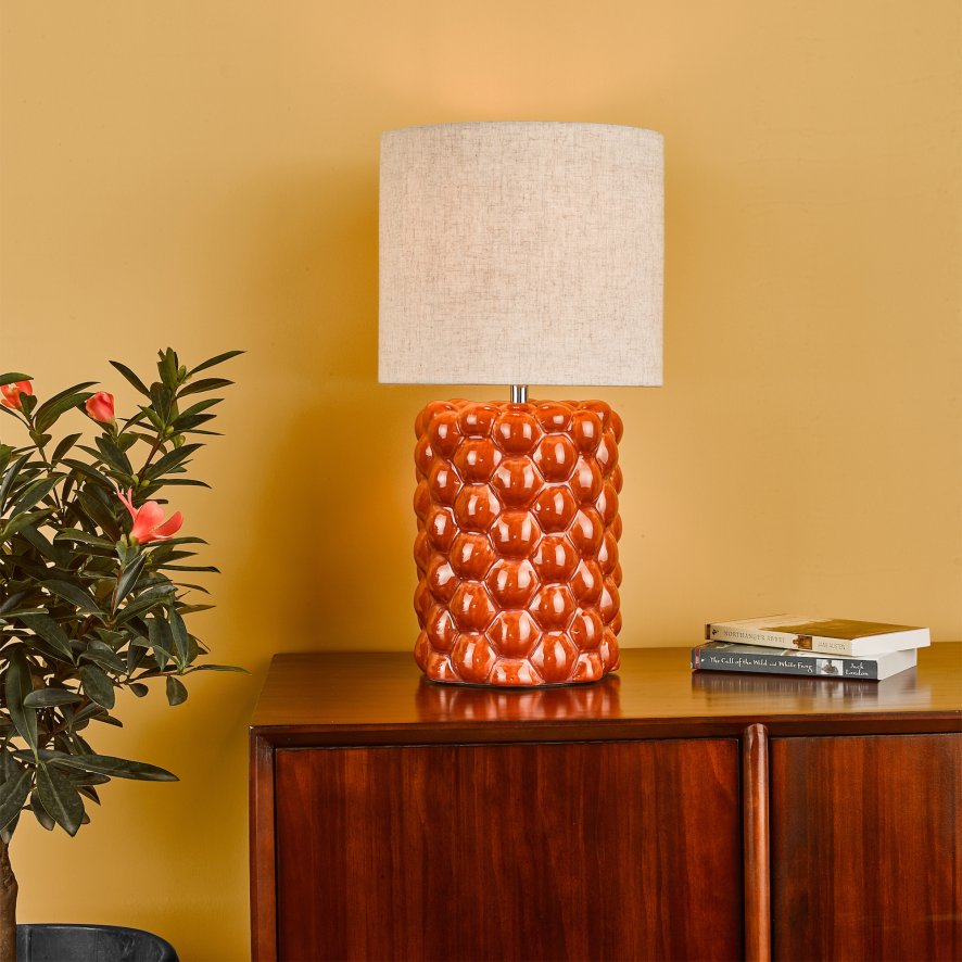 Dar Lighting Dar - Jayden Table Lamp Orange Glaze With Shade