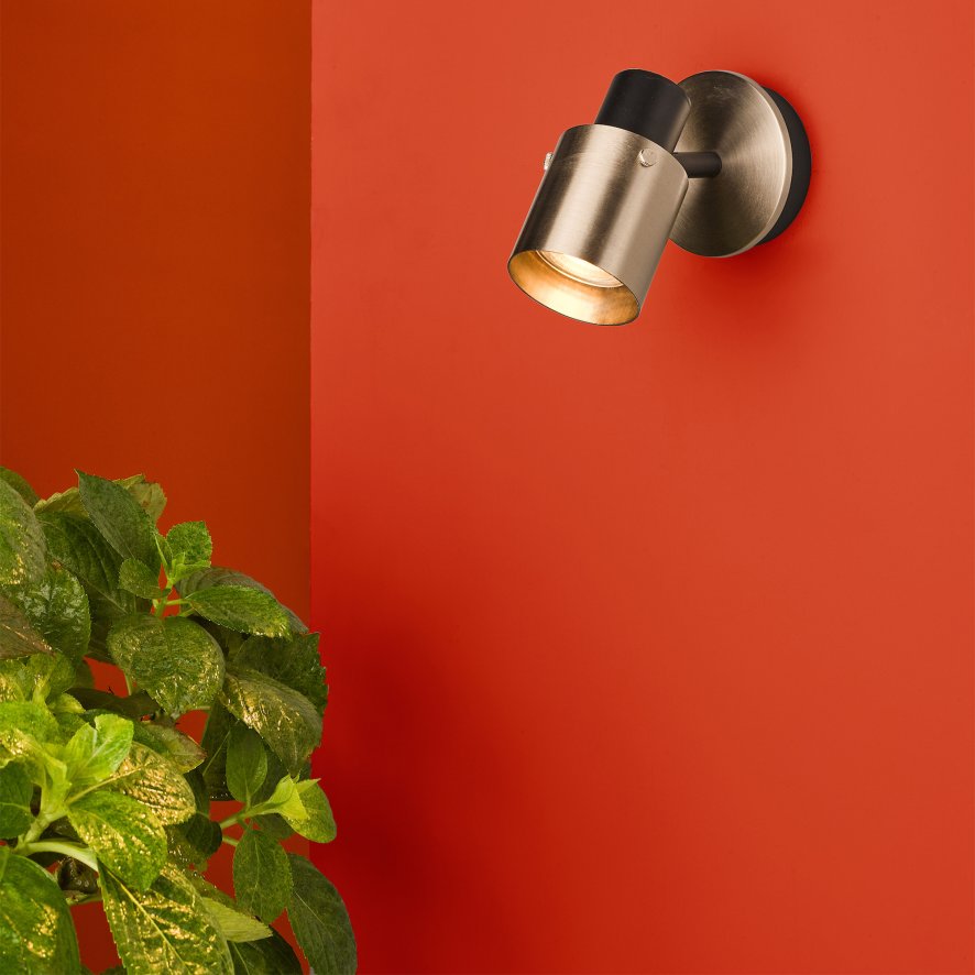 Dar Lighting Dar - Ryan Single Wall Spotlight Brushed Nickel Matt Black
