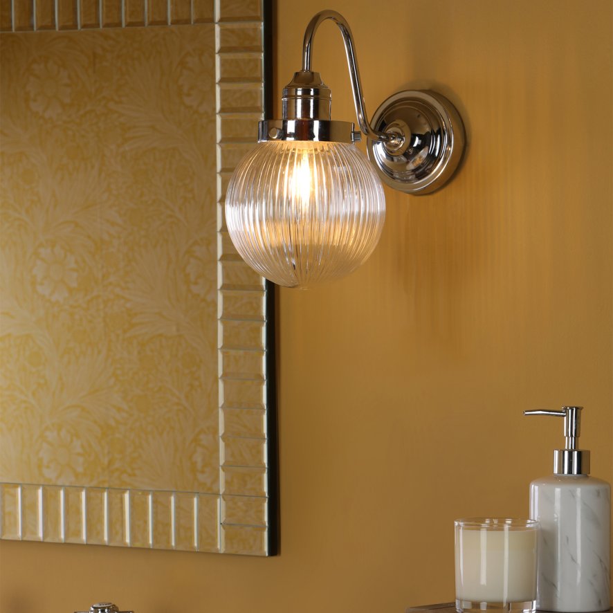Dar Lighting Dar - Tamara Bathroom Wall Light Polished Chrome Ribbed Glass IP44
