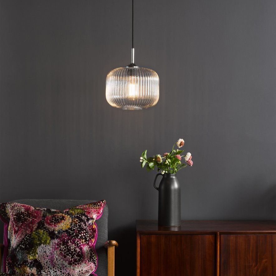 Dar Lighting Dar - Demarius Pendant Polished Chrome and Clear Glass