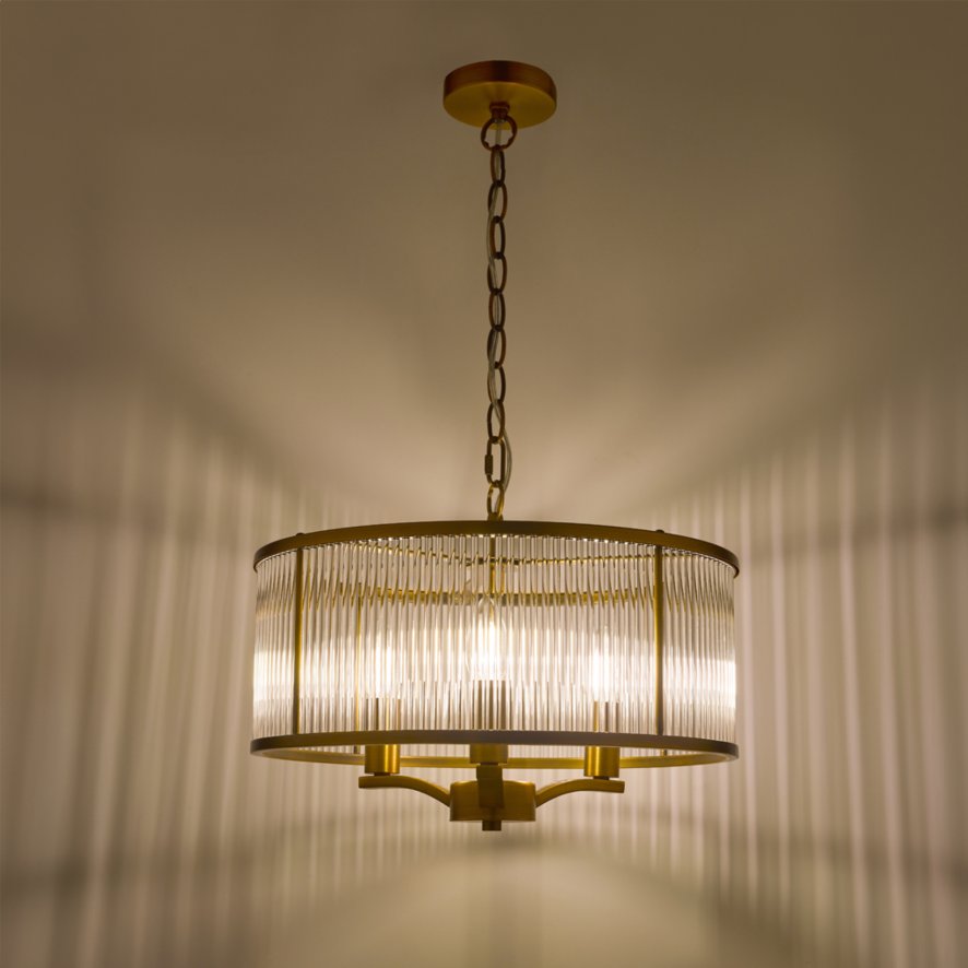 Dar Lighting Dar - Evelyn 3 Light Pendant Antique Bronze and Glass