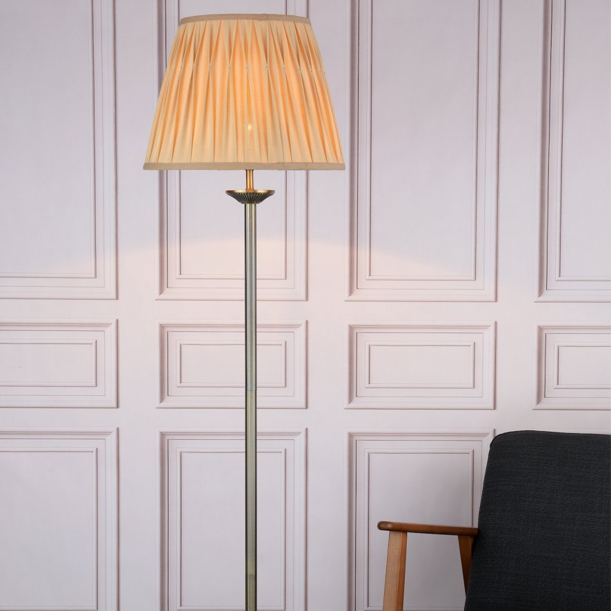 Dar Lighting Dar - Hatton Floor Lamp Antique Brass With Shade