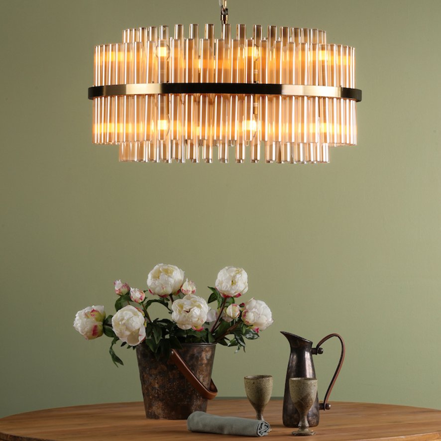 Dar Lighting Dar Imani - 16 Light Pendant Natural Brass And Champagne