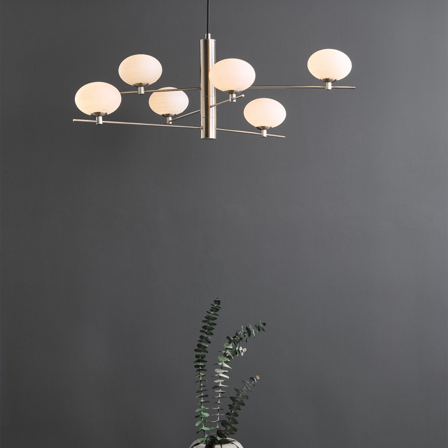 Dar Lighting Dar - Jasper 6 Light Pendant Satin and Nickel