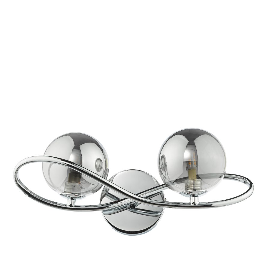 Dar Lighting Dar - Lysandra 2 Light Wall Light Polished Chrome and Smoked Glass
