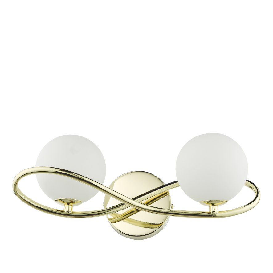 Dar Lighting Dar - Lysandra 2 Light Wall Light Polished Gold and Opal Glass
