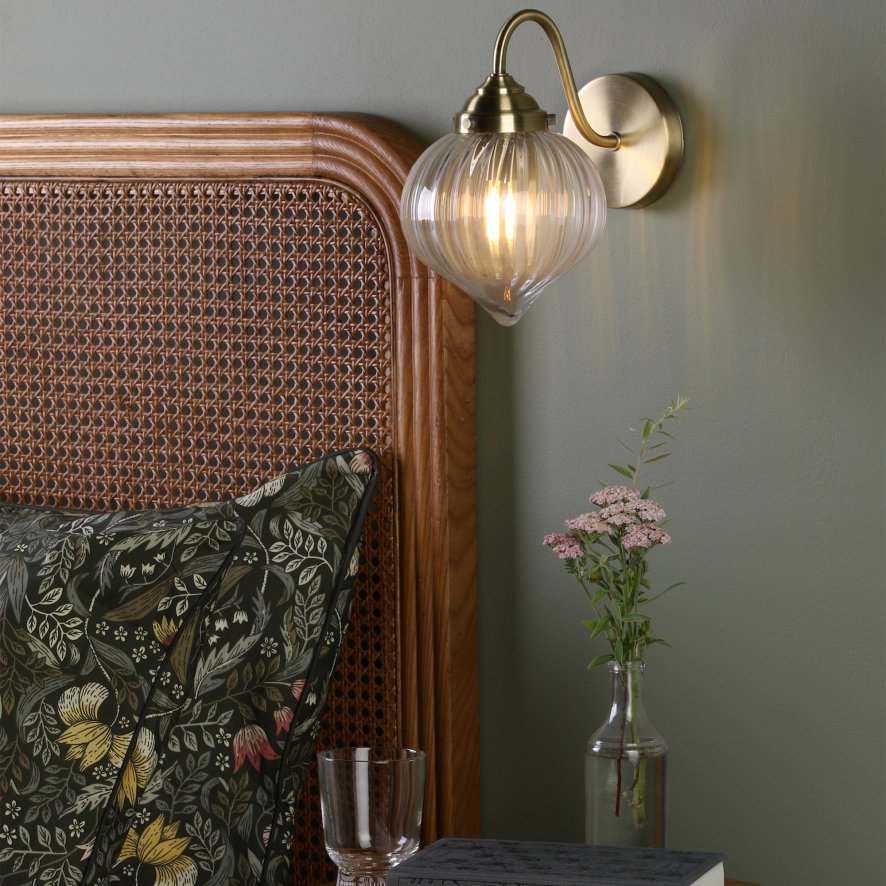 Dar Lighting Dar - Mya Wall Light Antique Brass and Clear Glass