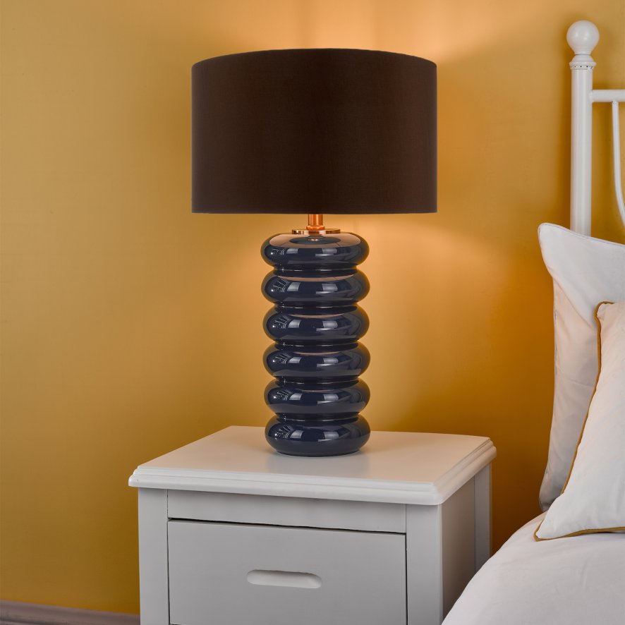 Dar Lighting Dar - Niamh Table Lamp Glass Blue with Shade