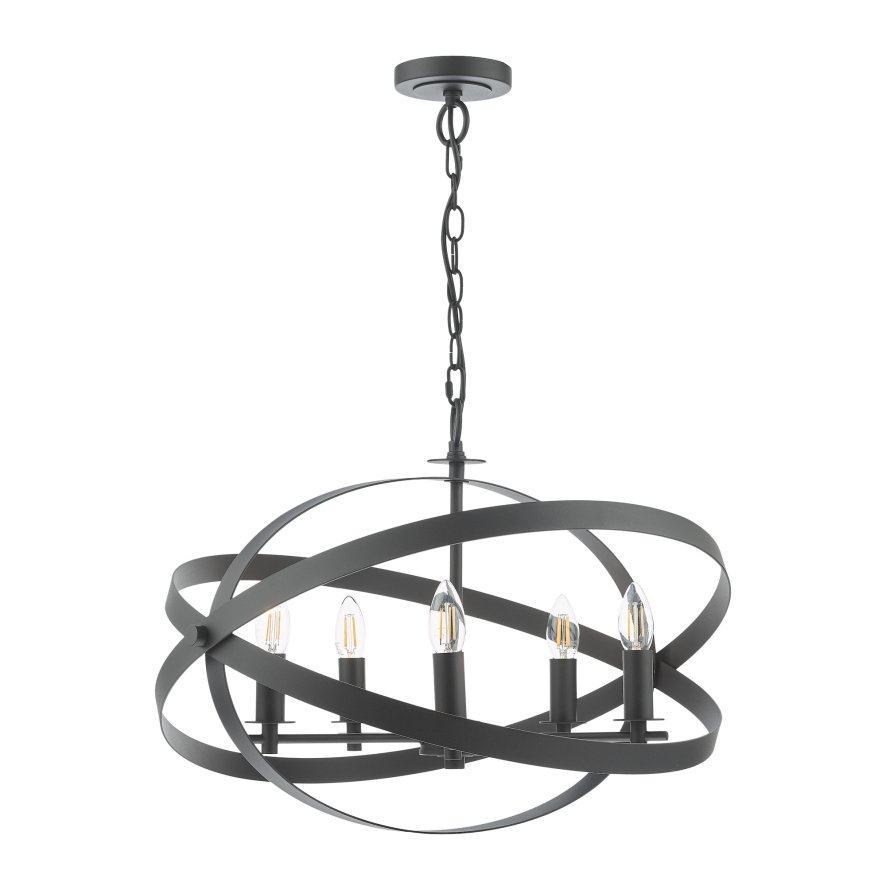 Dar Lighting Dar - Nitya 5 Light Pendant Matt Black