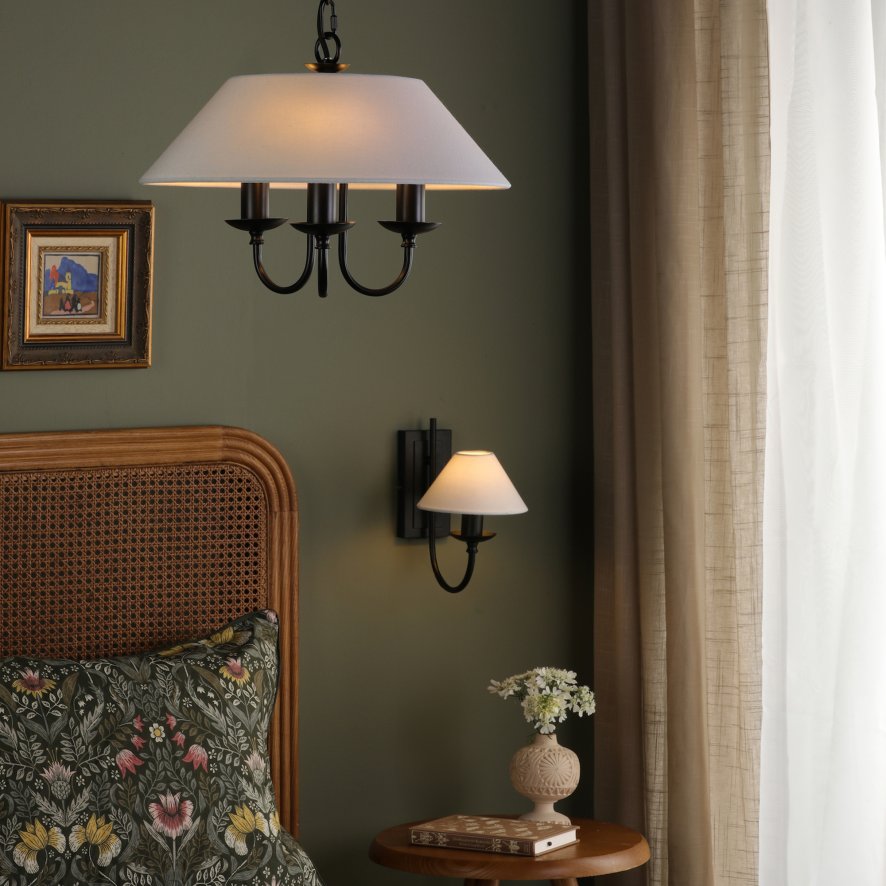 Dar Lighting Dar - Sivan 3 Light Pendant Matt Black With Shade