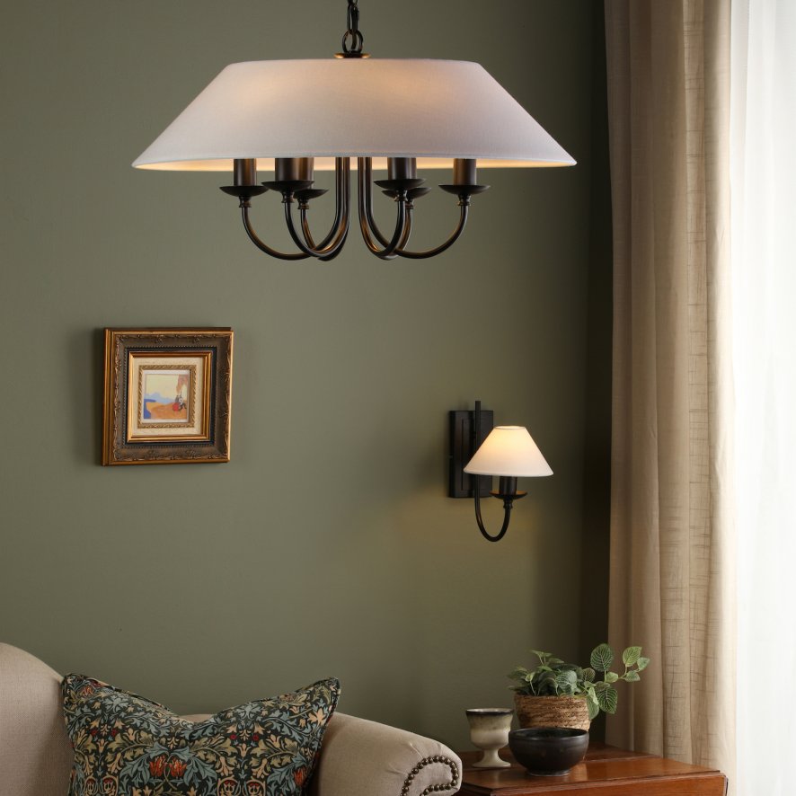 Dar Lighting Dar - Sivan 6 Light Pendant Matt Black With Shade
