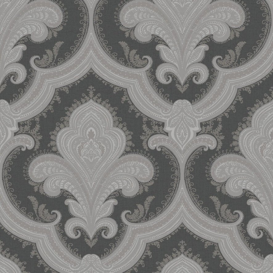Esselle Esselle - Damask Black and Grey Wallpaper