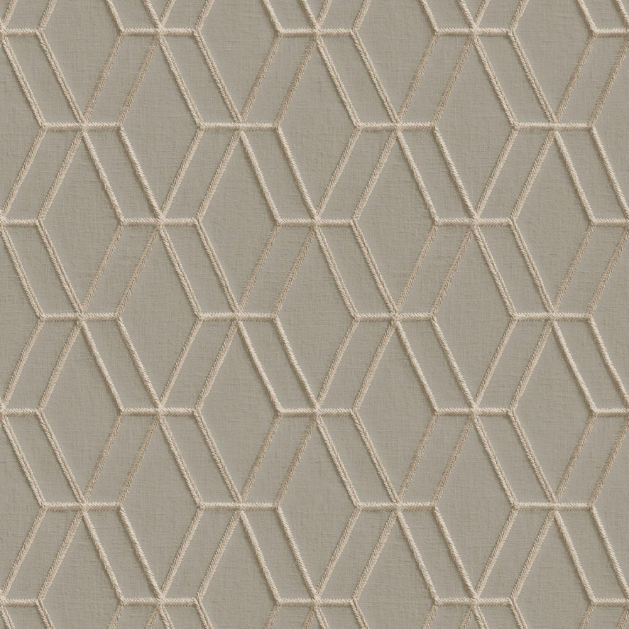 Esselle Esselle - Embroidery Stitch Diamond Taupe and Gold Wallpaper