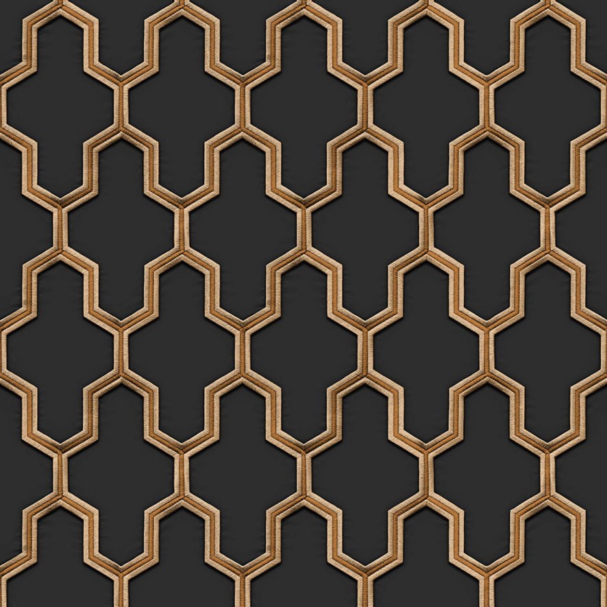 Esselle Esselle - Geometric Silk Black and Gold Wallpaper