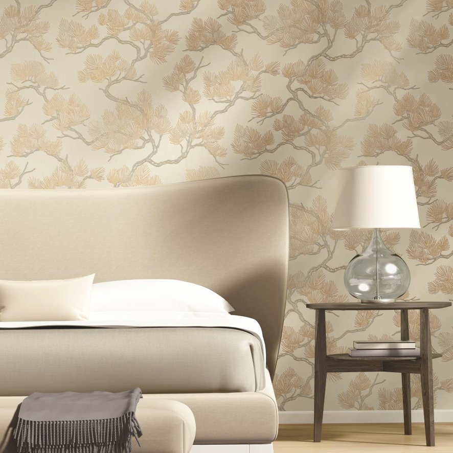 Esselle - Pine Tree Gold Wallpaper