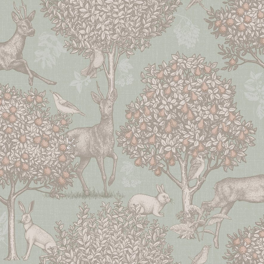 Esselle Esselle - Woodland Scene Sage Green Wallpaper