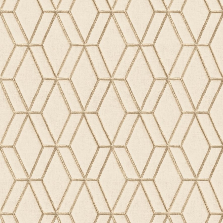Esselle Wallpaper Sample - Embroidery Stitch Diamond Beige and Gold