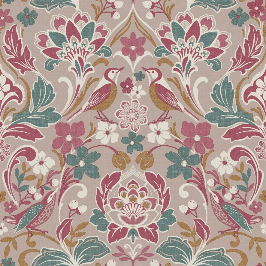 Esselle Wallpaper Sample - Folk Floral Pink
