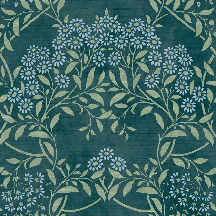 Esselle Wallpaper Sample - Floral Trail Blue Green