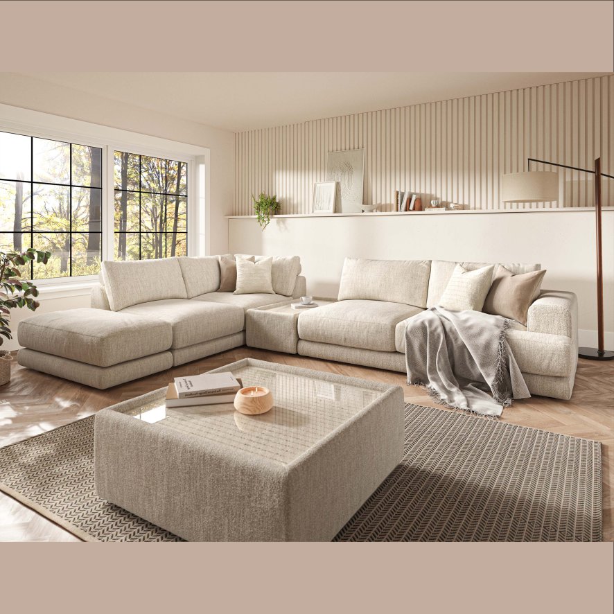 Whitemeadow Upholstery Tibet - Large Corner Group with Footstool and Table (RHF)