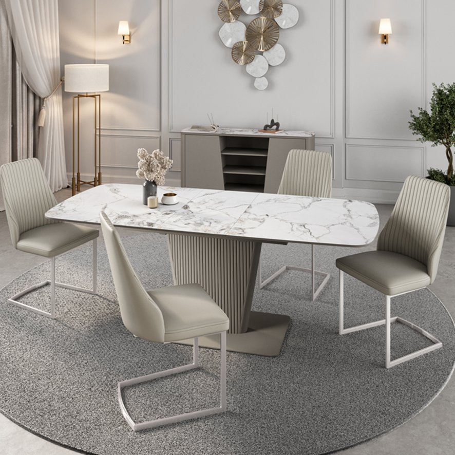 Torelli Furniture Ltd Castello - Dining Chair (Light Grey Faux Leather)