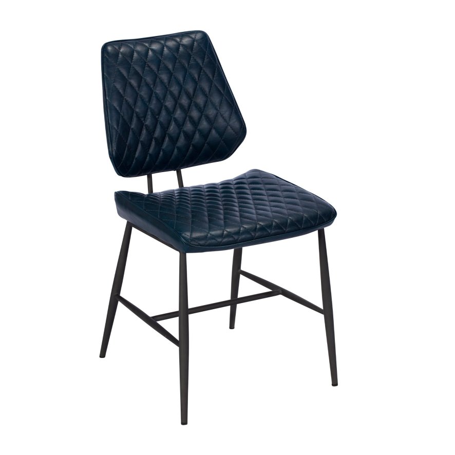 Baker Furniture Dalton - Dining Chair (Dark Blue Faux Leather)