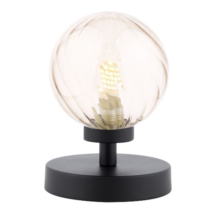 Dar Lighting Esben - Touch Table Lamp (Matt Black With Twisted Amber Glass)