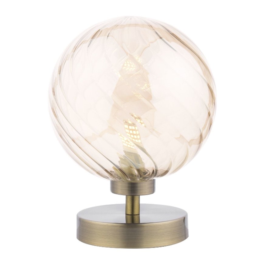 Dar Lighting Esben - Touch Table Lamp (Antique Brass With Twisted Amber Glass)