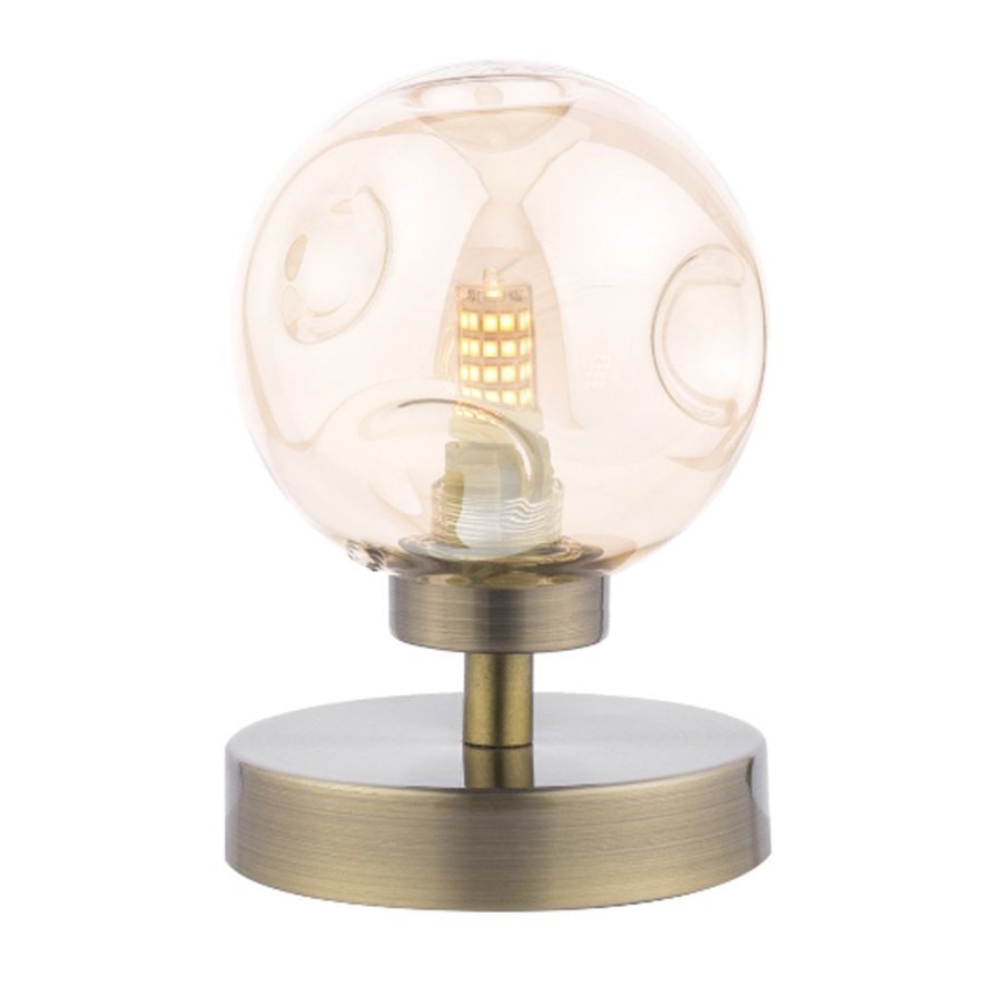 Dar Lighting Esben - Touch Table Lamp (Antique Brass With Closed Organic Amber Glass)
