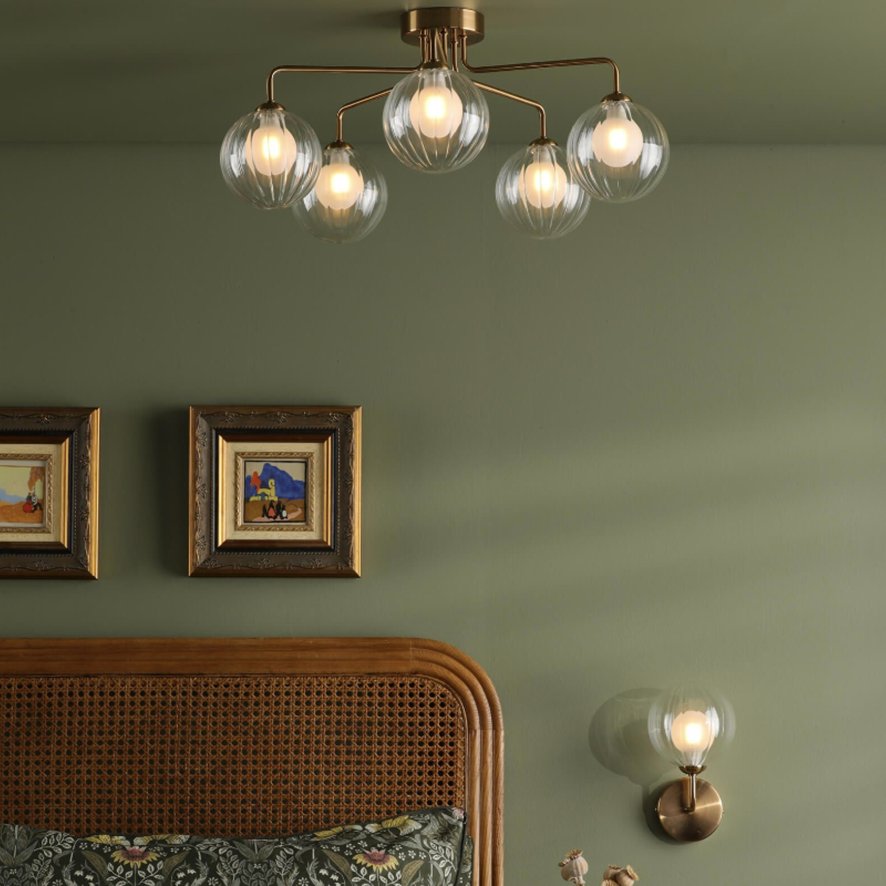 Dar Lighting Dar - Feya 5 Light Semi-Flush (Antique Bronze With Opal Glass)