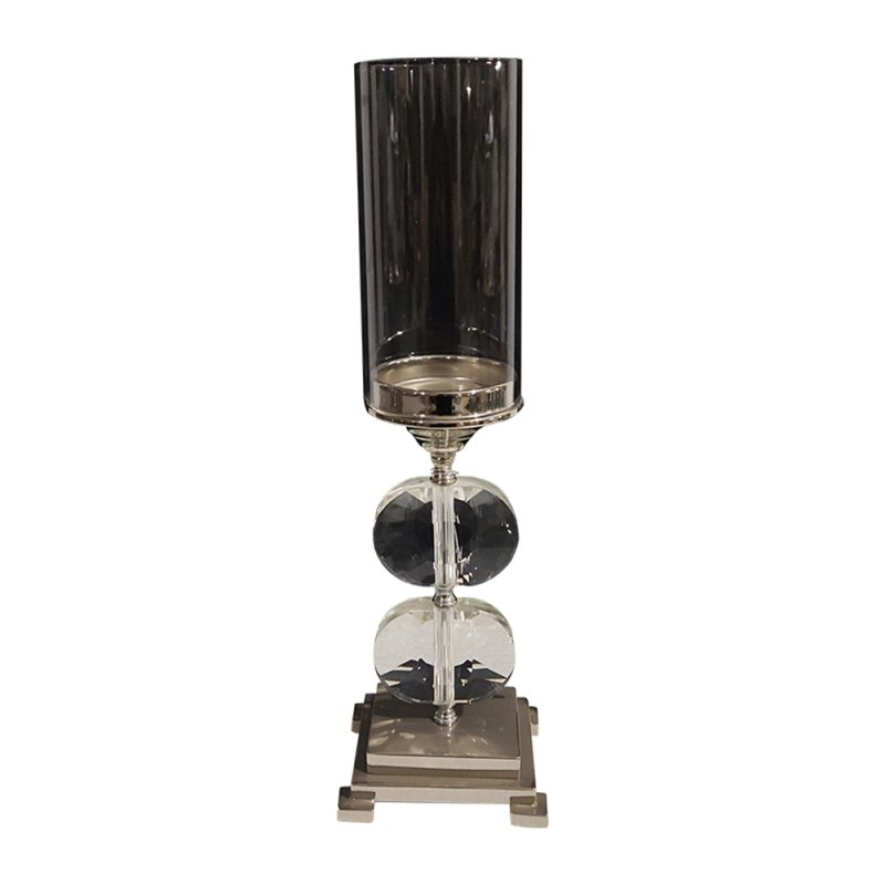 Kettle Interiors Candle Holder - Nickel Plated with Crystal and Glass