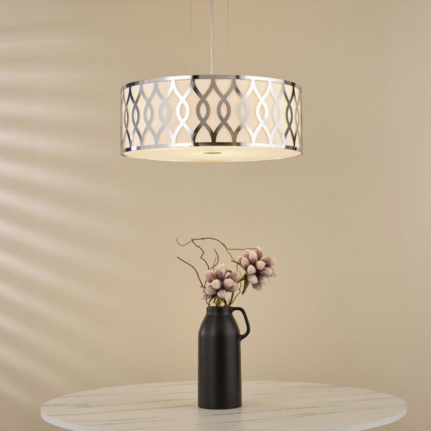 Dar Lighting Dar - Locryn 4 Light Pendant (Polished Chrome and Ivory)