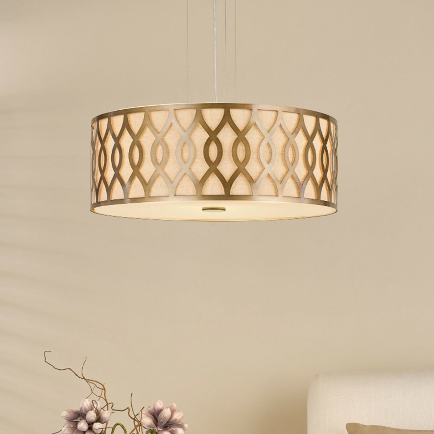 Dar Lighting Dar - Locryn 4 Light Pendant (Brushed Bronze and Taupe)