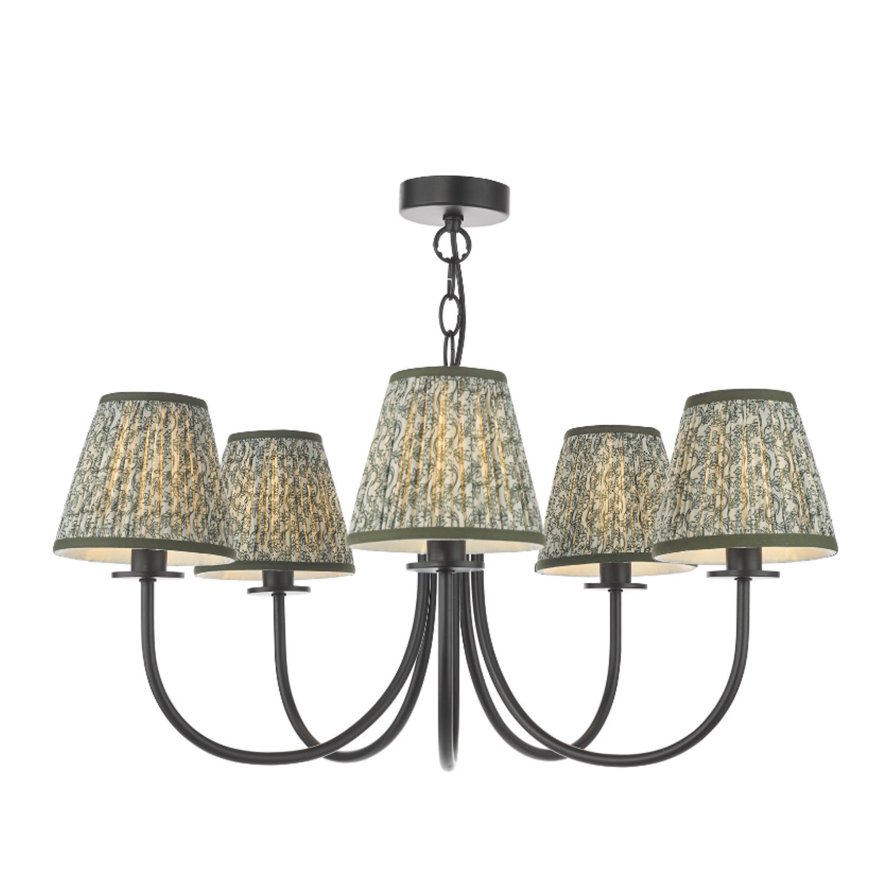 Dar Lighting Dar Becca - 5 Light Pendant (Matt Black With Shade)