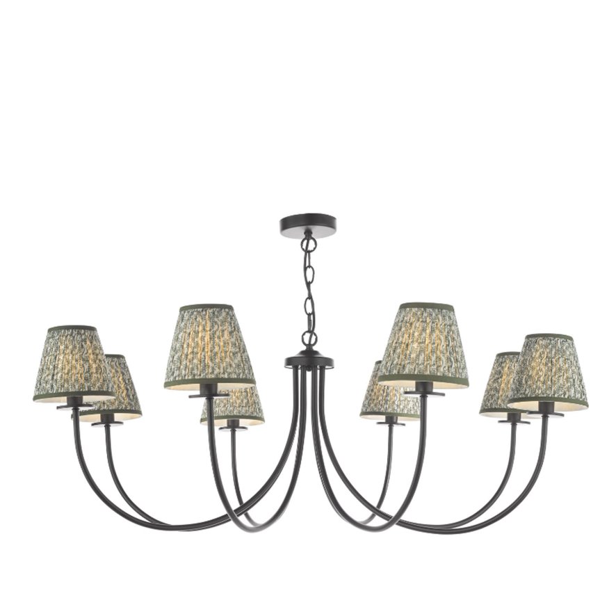 Dar Lighting Dar Becca - 8 Light Pendant (Matt Black With Shade)