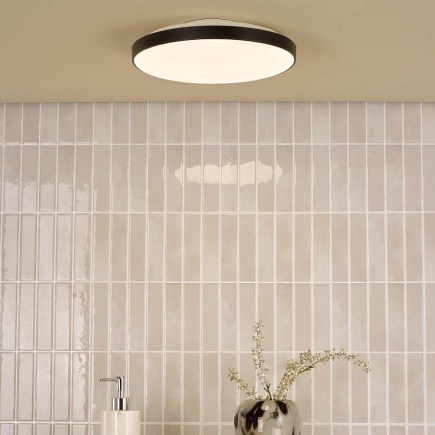 Dar Lighting Dar Essien - White Ceiling Light with Black Edge (LED)