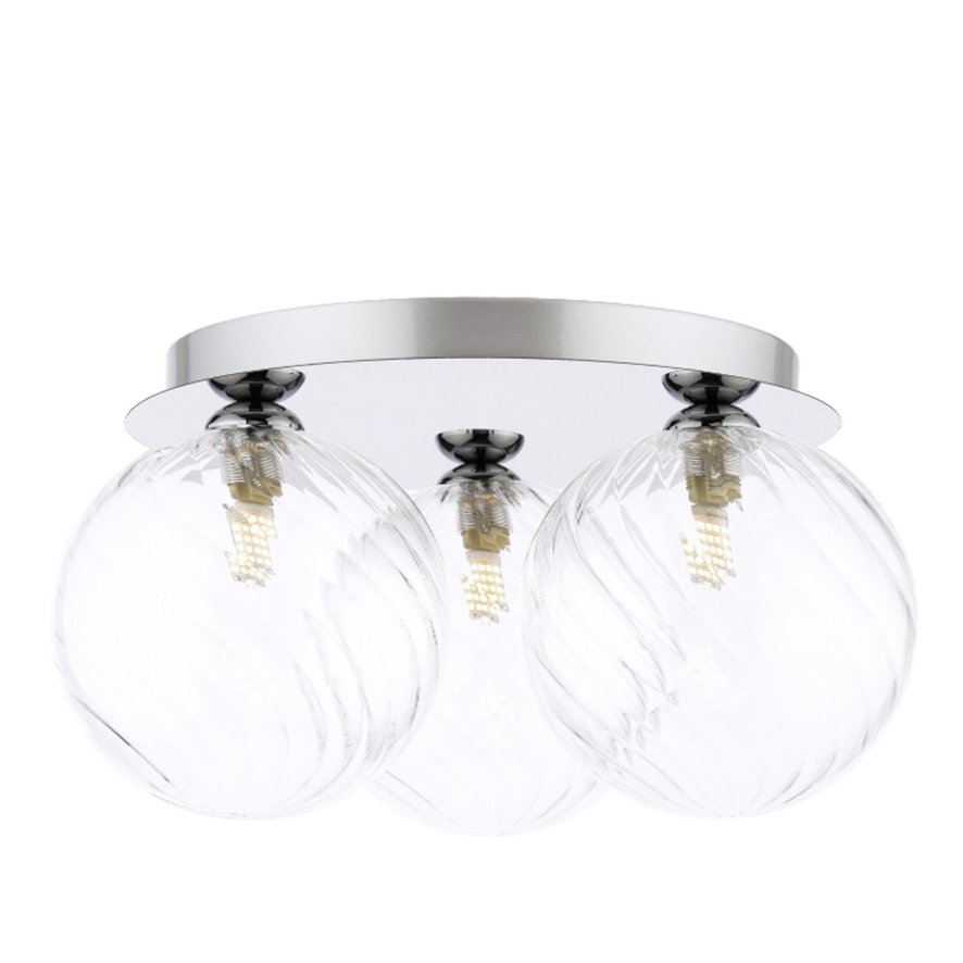 Dar Lighting Dar Foley - 3 Light Ceiling Light (Polished Chrome With Closed Glass)