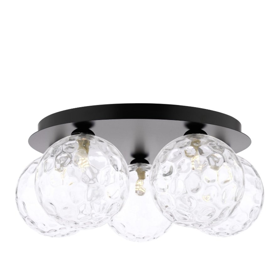 Dar Lighting Dar Foley - 5 Light Ceiling Light (Matt Black With Clear Dimpled Glass)