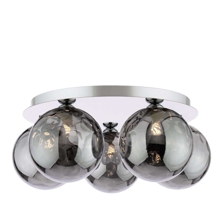 Dar Lighting Dar Foley - 5 Light Ceiling Light (Polished Chrome With Smoked Dimpled Glass)